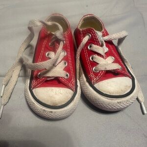Converse Red and White Canvas Sneakers